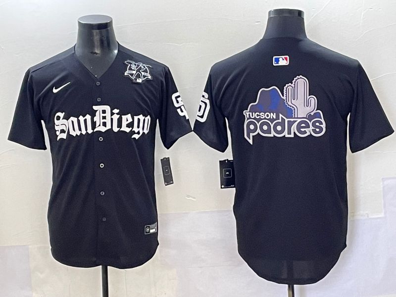 Men 2025 San Diego Padres Blank Black Five generations Joint Name Nike MLB Jersey style 14